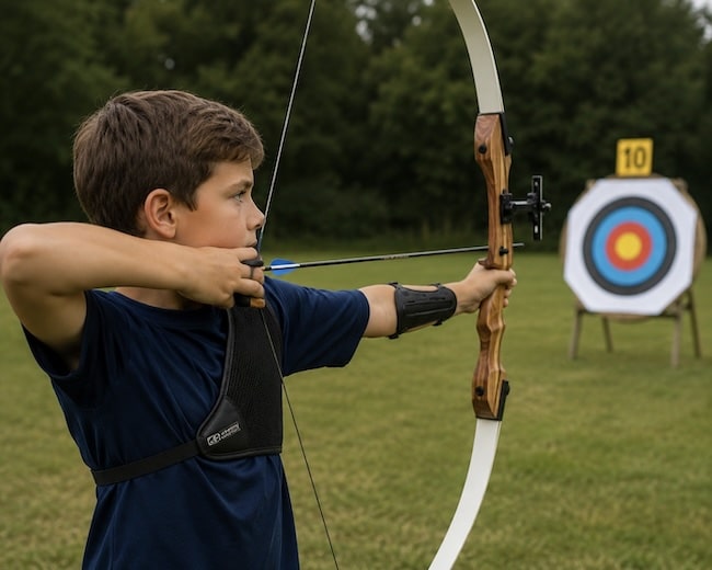 10 Year Old Shooting A Vista Monarch Youth Recurve Bow 10 Year Old Shooting A Vista Monarch Youth Recurve Bow