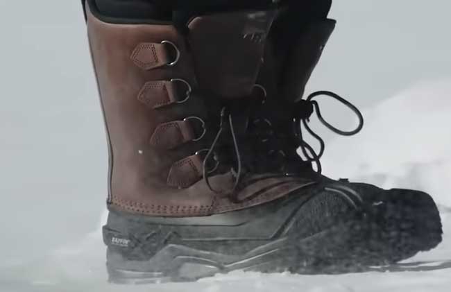 Close up Of The Baffin Boots In The Snow Close up Of The Baffin Boots In The Snow