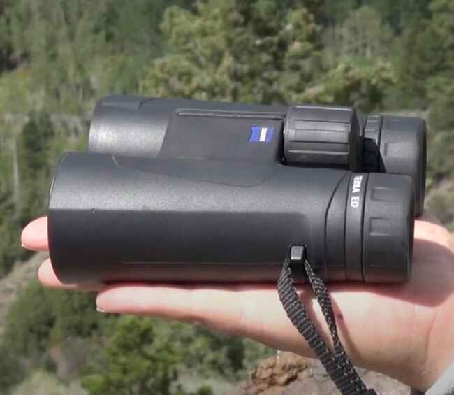 Holding The Zeiss Terra ED 10x42 Binoculars