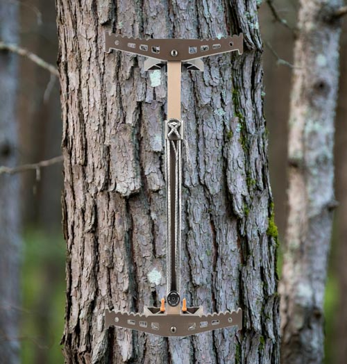 TETHRD Workhorse Climbing Stick Attached To A Tree TETHRD Workhorse Climbing Stick Attached To A Tree